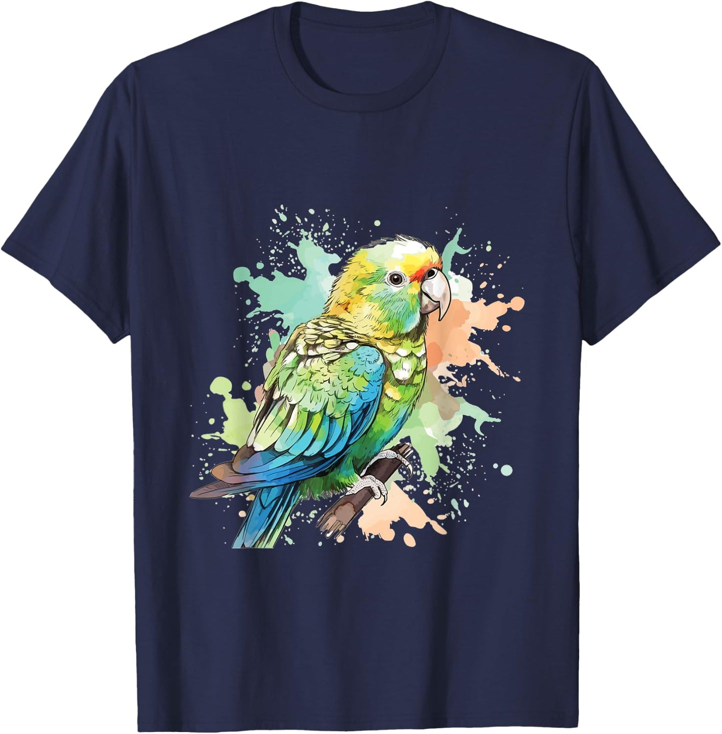 Cute Budgie Watercolor Art T-Shirt - T-Shirt | Navy