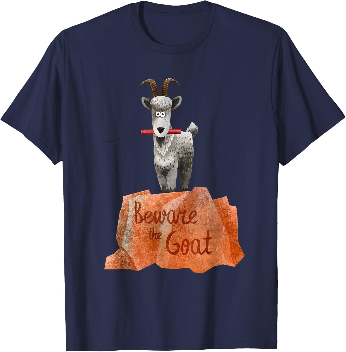 Beware the Goat on that big thunder mountain railroad T-Shirt - T-Shirt | Navy