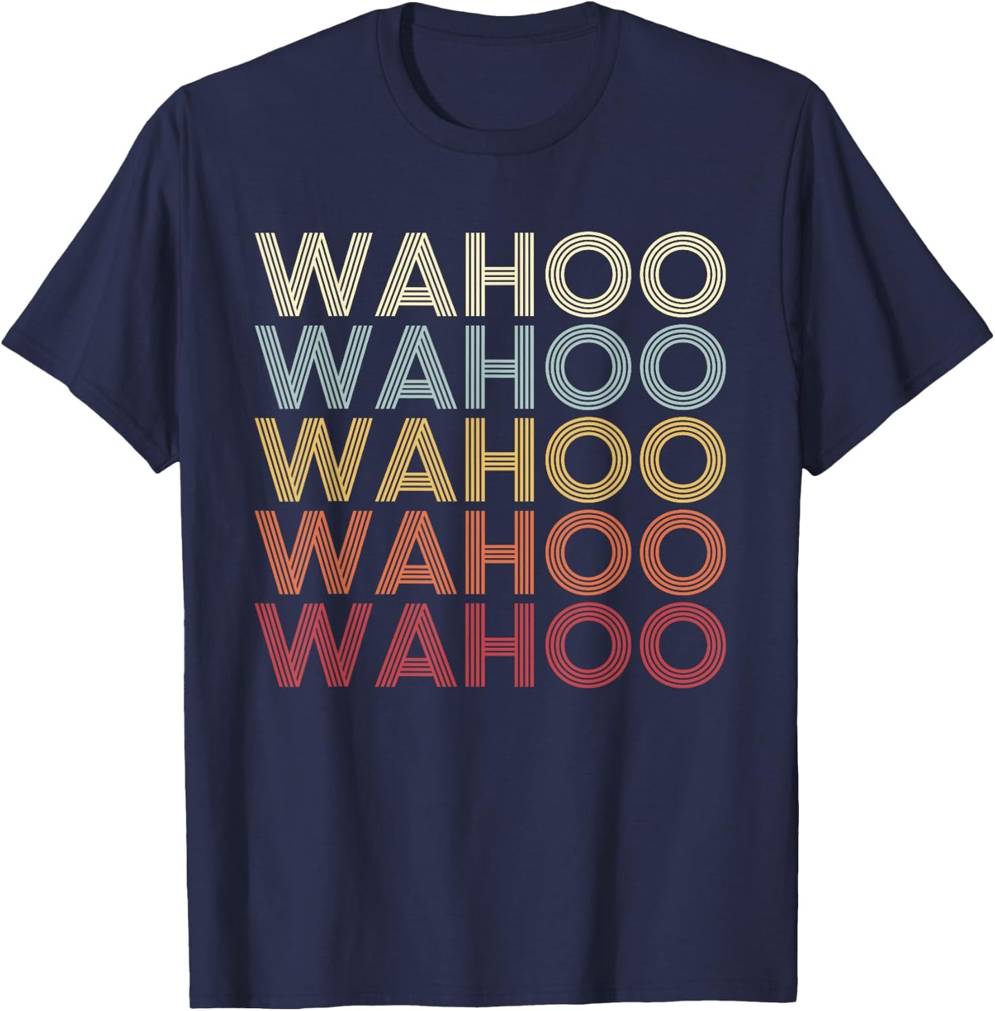 Wahoo Nebraska Wahoo NE Retro Vintage Text T-Shirt - T-Shirt | Navy