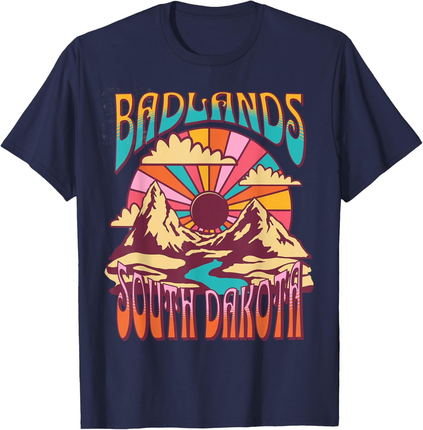 Badlands South Dakota Nature Hiking Mountains Outdoors T-Shirt - T-Shirt | Navy