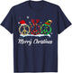 Hippie Peace Sign Santa Hat Reindeer Merry Christmas T-Shirt - T-Shirt | Navy