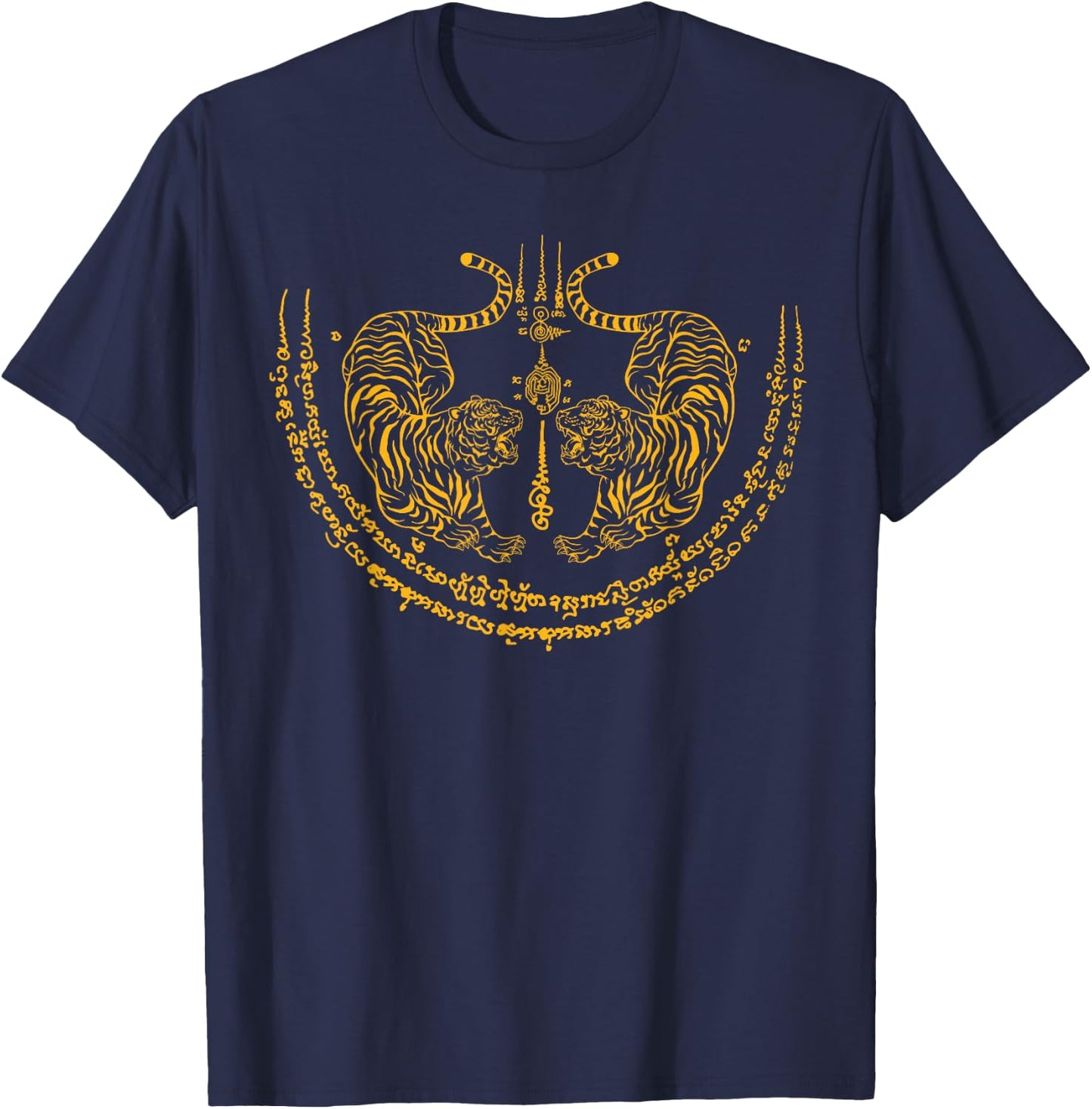 Thailand Kickboxer Muay Thai Thai Boxer Twin Tiger Sak Yant T-Shirt - T-Shirt | Navy