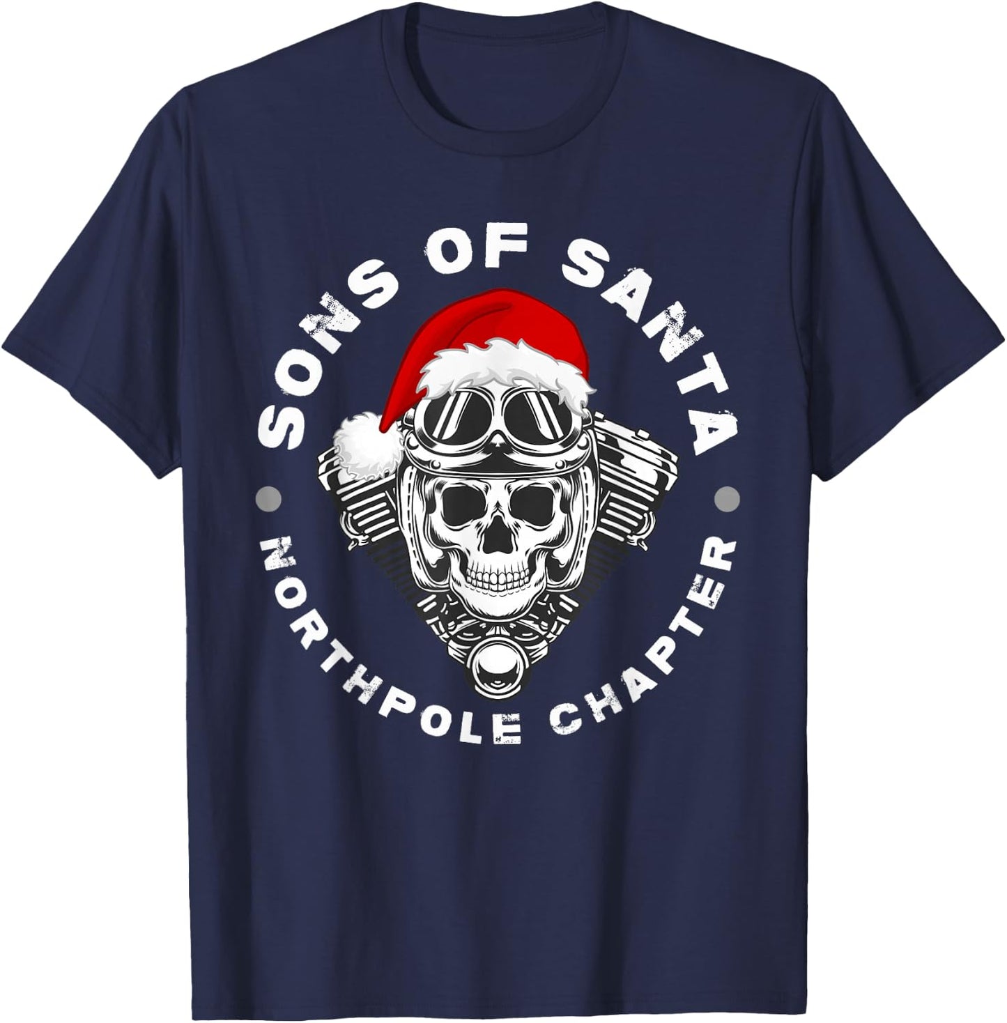 Funny Santa Biker Motorcycle Xmas Christmas 2025 T-Shirt - T-Shirt | Navy