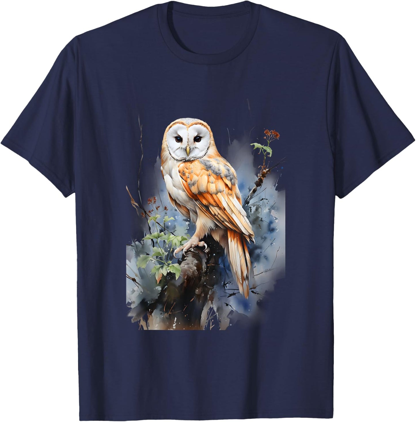 Gift Owl Barn Owl Realistic Nature Fleeting T-Shirt - T-Shirt | Navy