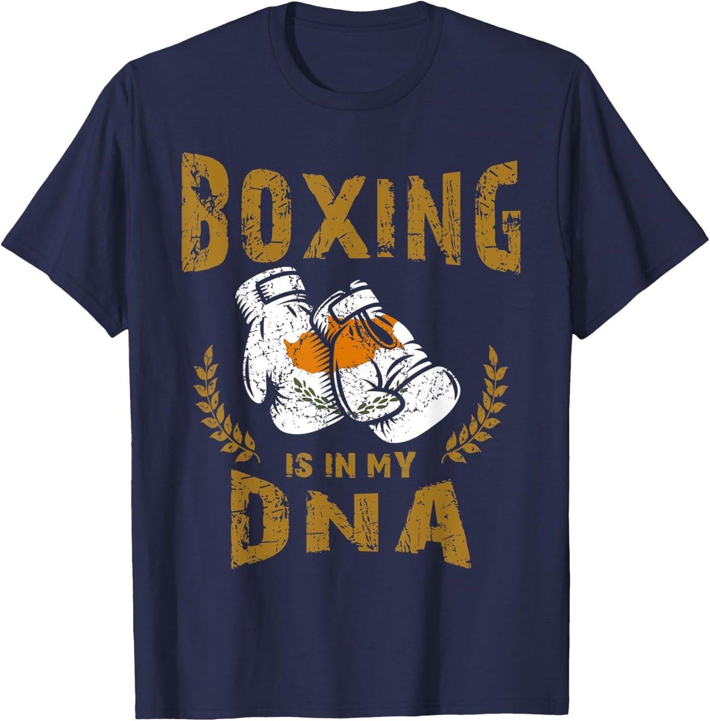 Boxing is in my D-N-A Cyprus Flag Boxing Gloves T-Shirt - T-Shirt | Navy