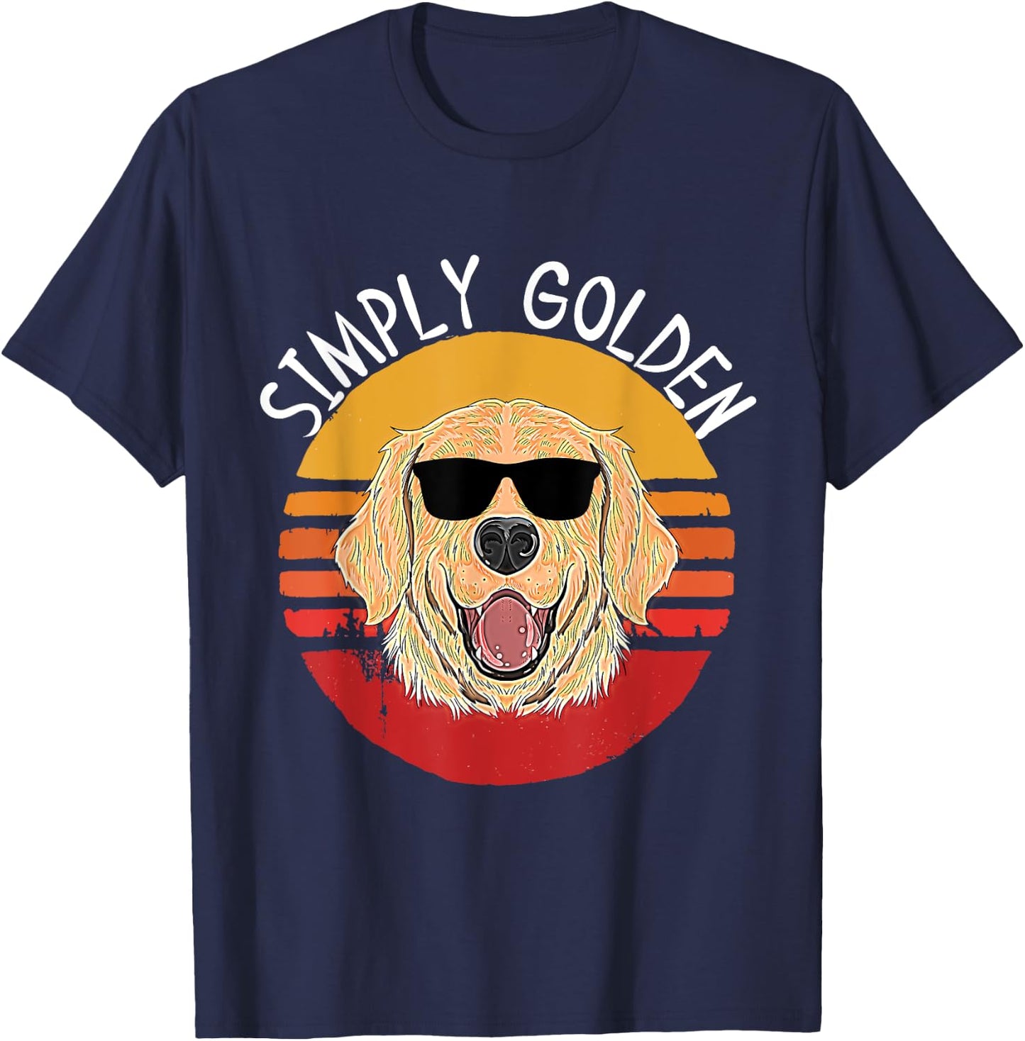 Retro White English Cream Golden Retriever Simply Golden T-Shirt - T-Shirt | Navy
