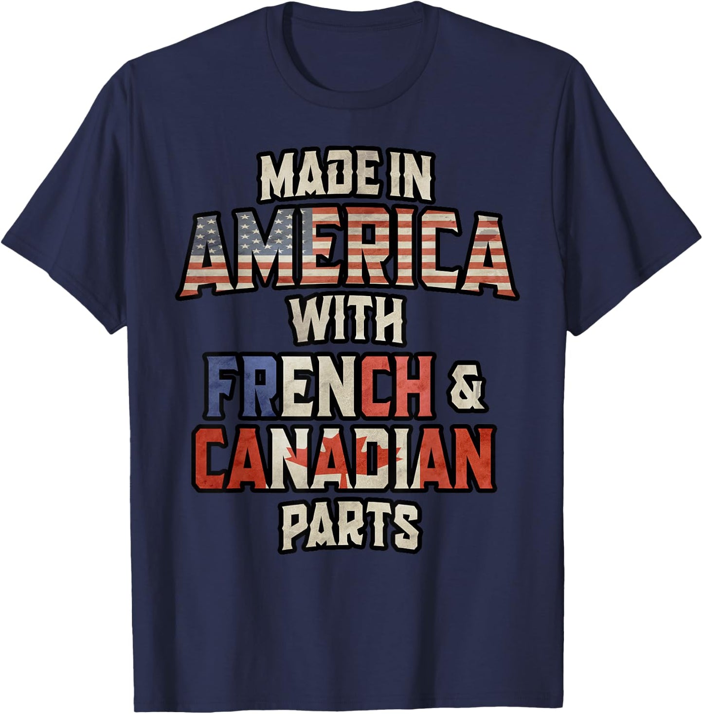 Canadian And French Made In America Mix Heritage Vintage T-Shirt - T-Shirt | Navy
