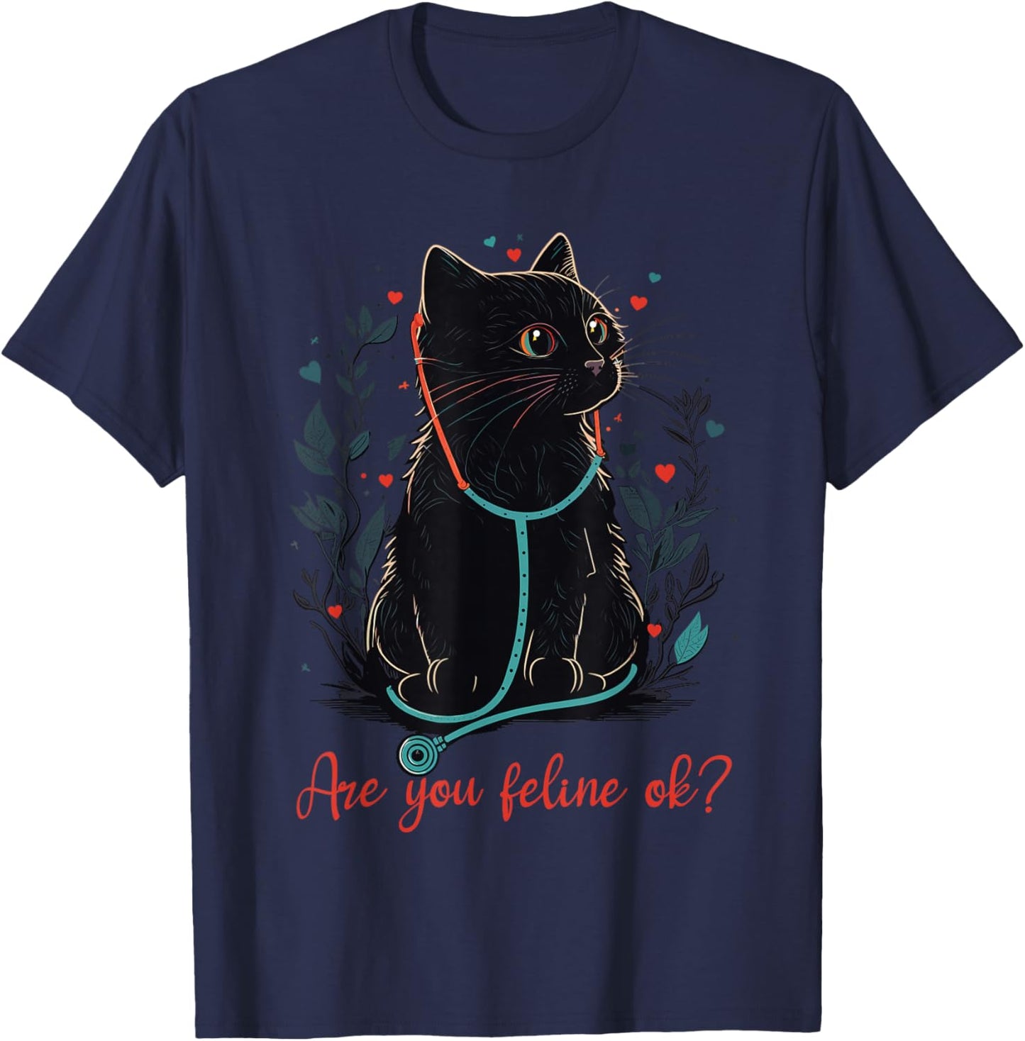 Retro Cat Nurse Gifts Nurse Week Gifts Funny Nurse T-Shirt - T-Shirt | Navy