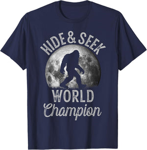Bigfoot Moon Fantasy Hide And Seek World Champion Sasquatch T-Shirt - T-Shirt | Navy