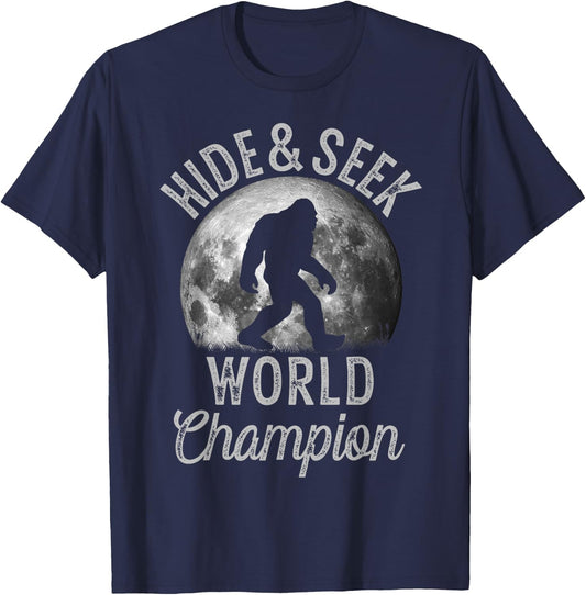 Bigfoot Moon Fantasy Hide And Seek World Champion Sasquatch T-Shirt - T-Shirt | Navy