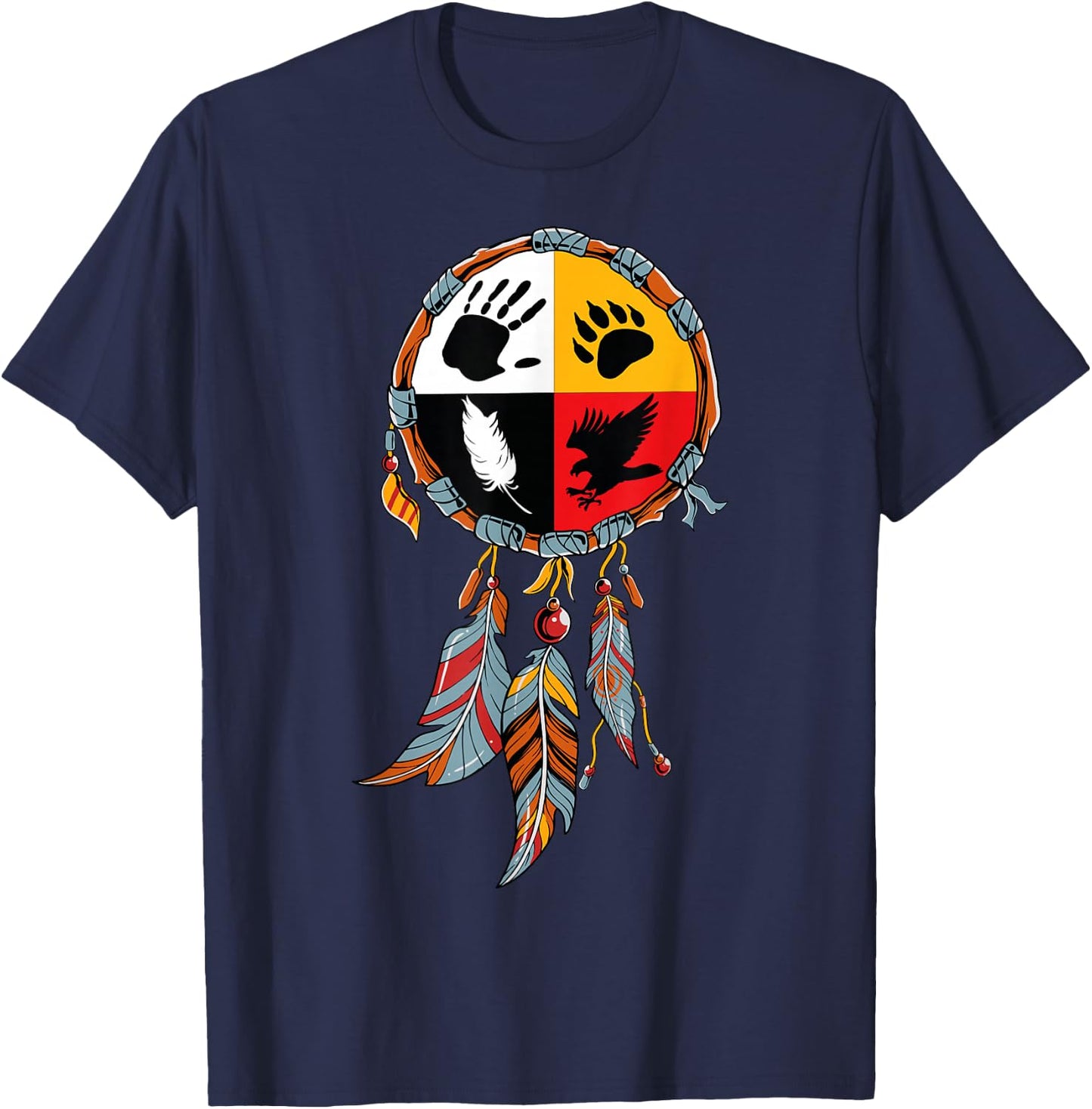 Native American Medicine Wheel Indigenous T-Shirt - T-Shirt | Navy