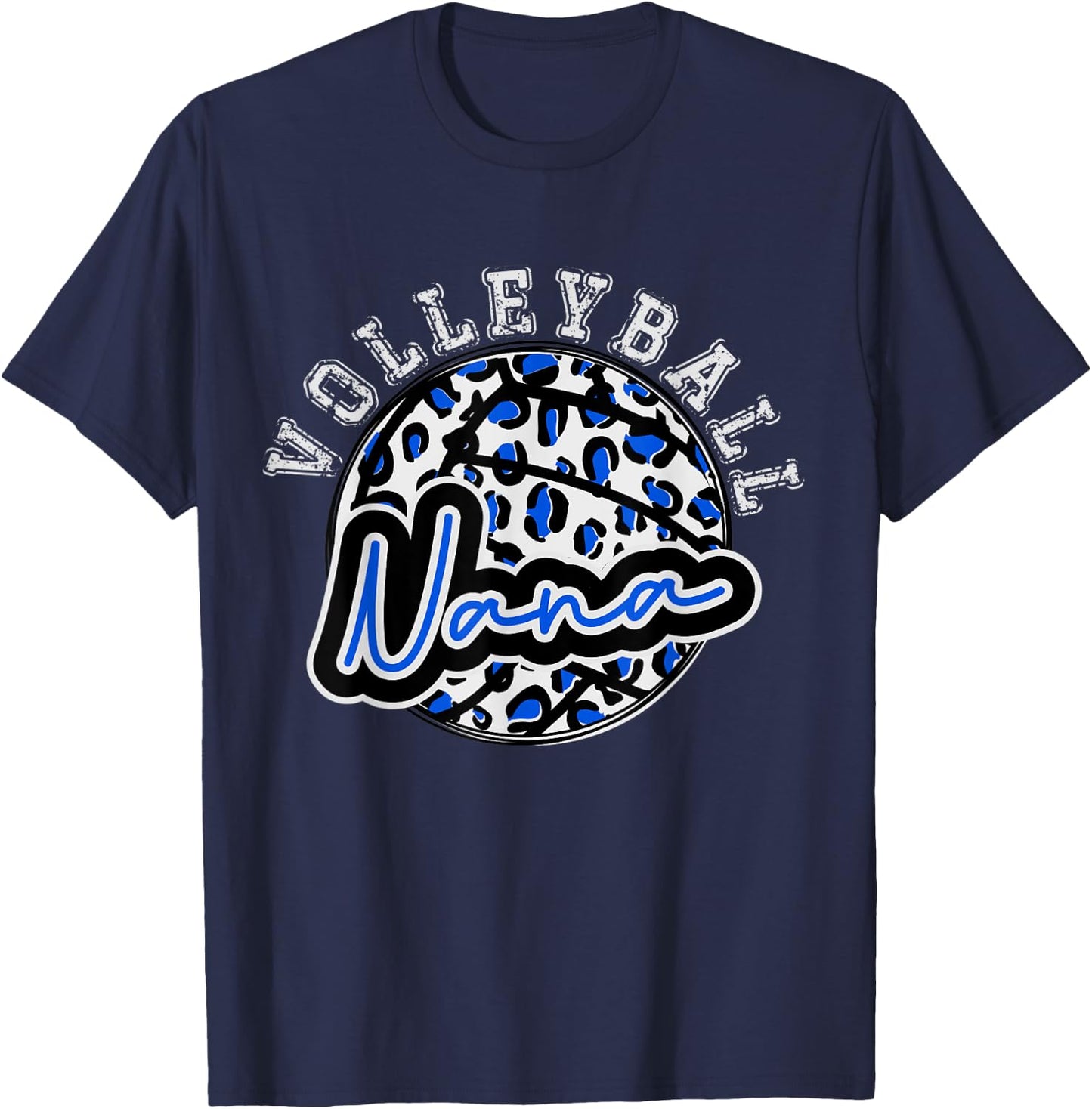 Leopard Cheetah Volleyball Blue Nana Shirt Trendy T-Shirt - T-Shirt | Navy