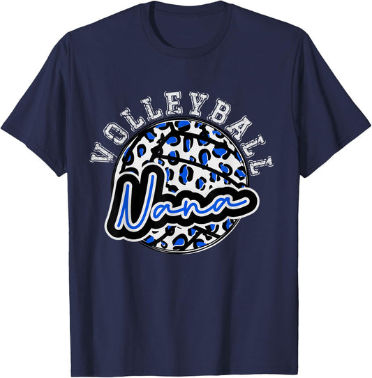 Leopard Cheetah Volleyball Blue Nana Shirt Trendy T-Shirt - T-Shirt | Navy