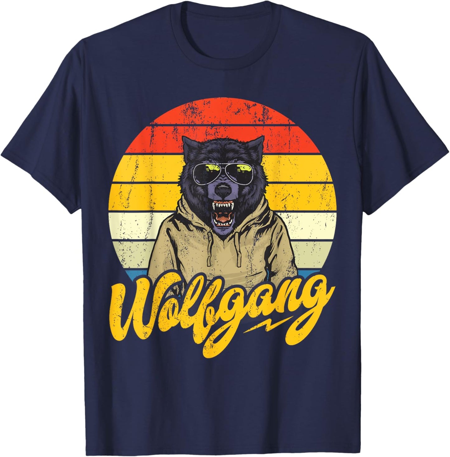 Wolfgang Name Wolf Outfit On The Name Day With Named Name T-Shirt - T-Shirt | Navy