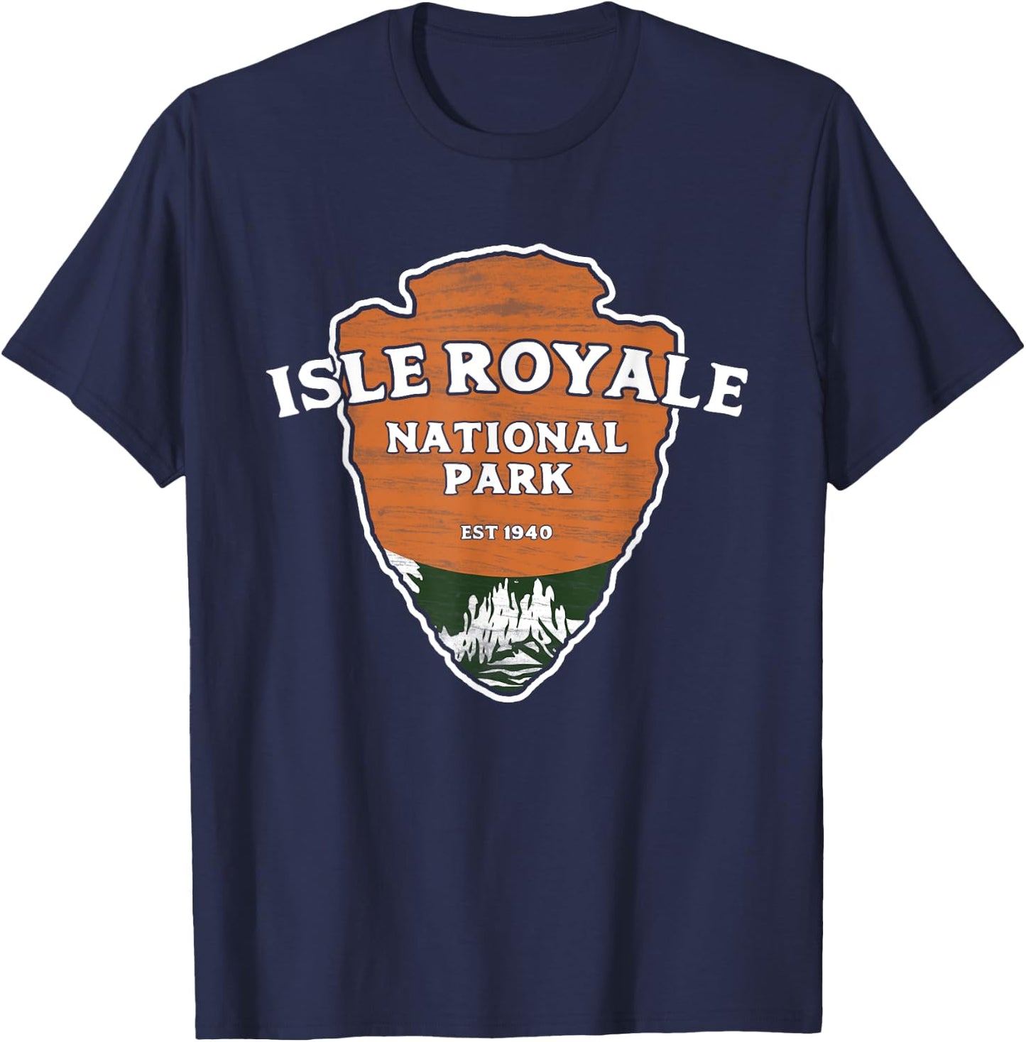 Isle Royale National Park Classic Style Arrowhead Sign T-Shirt - T-Shirt | Navy