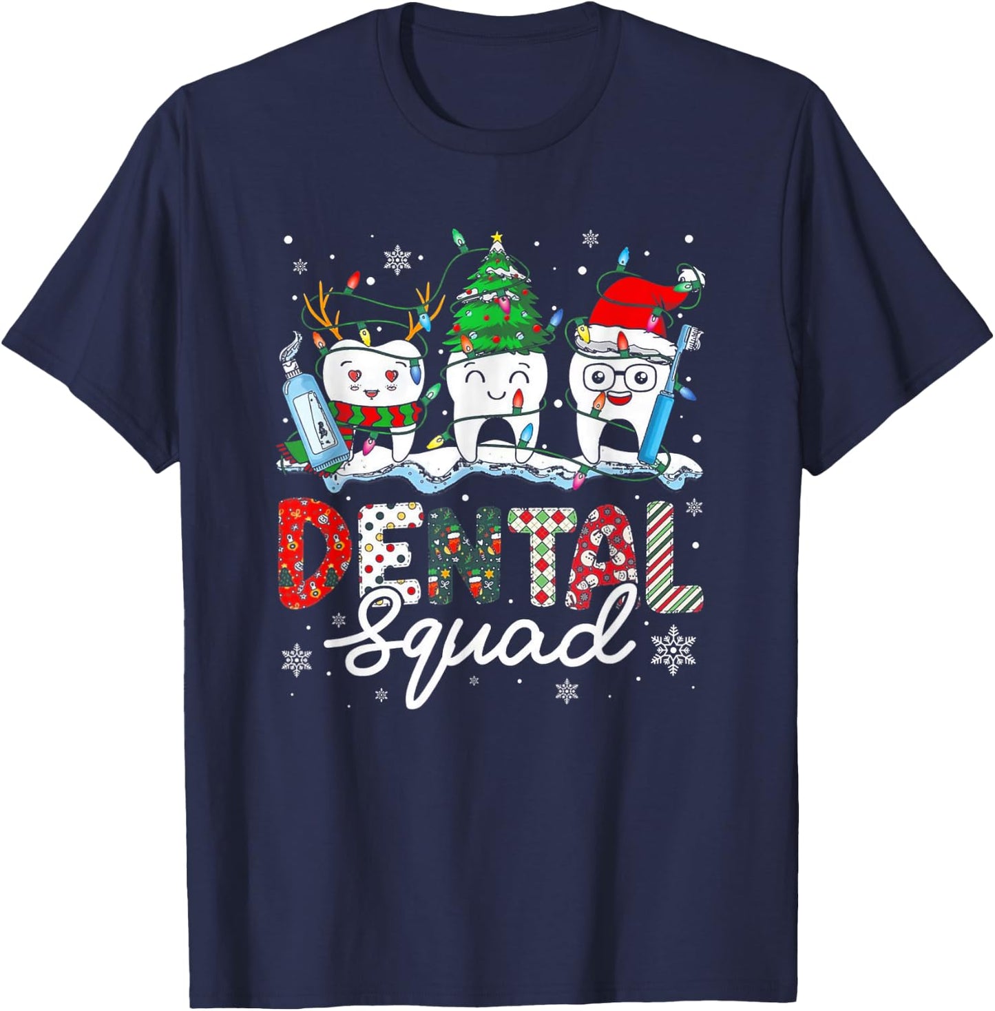 Dental Squad Cute Teeth Dentist Christmas T-Shirt - T-Shirt | Navy