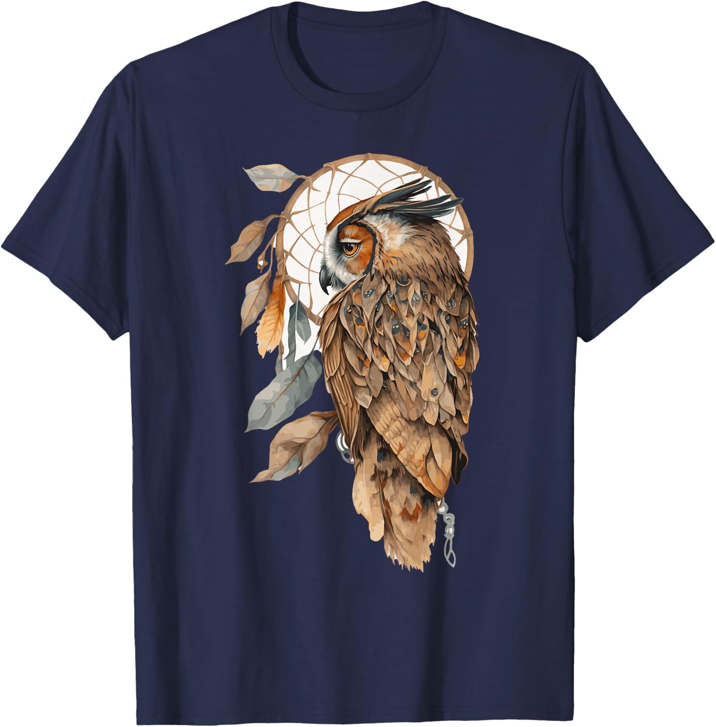 Owl Tribal Watercolor Owl Dream Catcher T-Shirt - T-Shirt | Navy