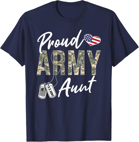 Proud Army Aunt Army Graduation Aunt US Army Aunt Gifts T-Shirt - T-Shirt | Navy