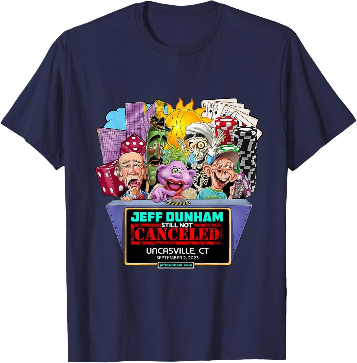 Jeff Dunham Uncasville, CT (2023) T-Shirt - T-Shirt | Navy