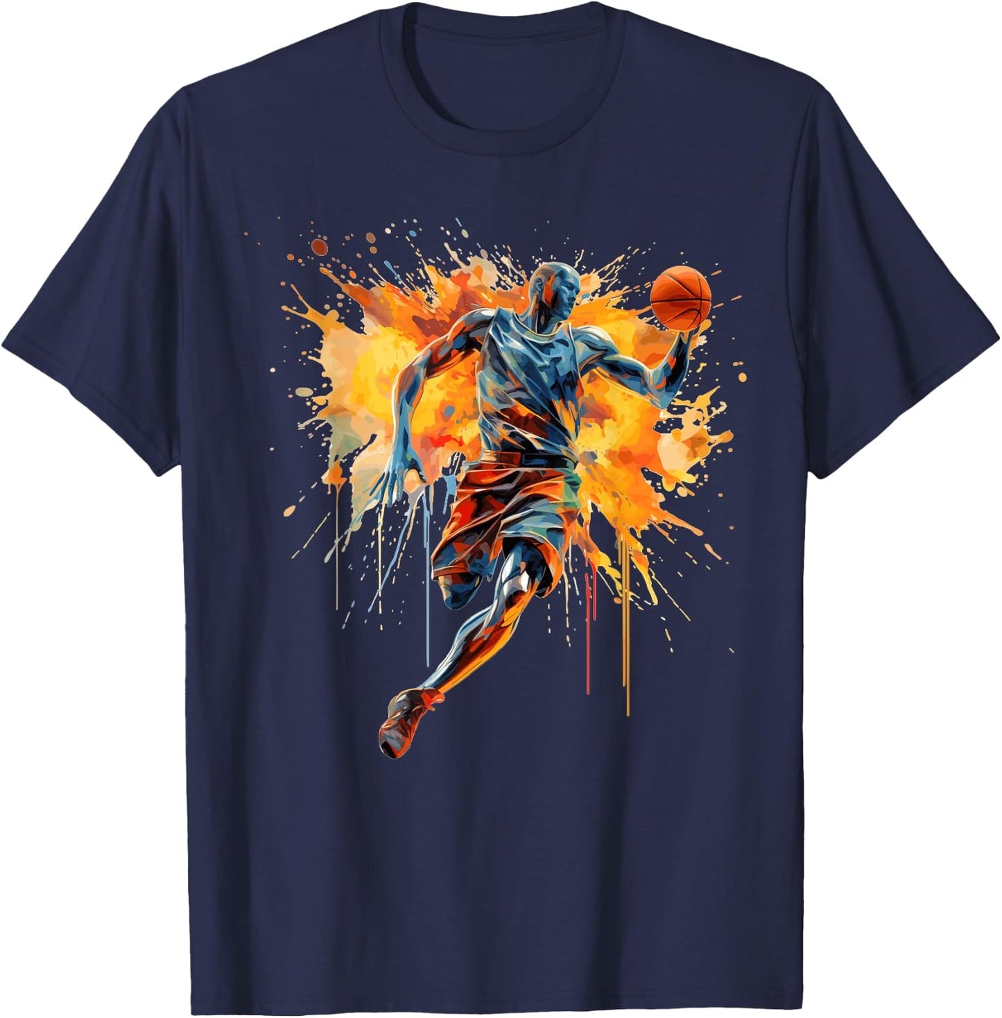 Basketball player paint splash T-Shirt - T-Shirt | Navy