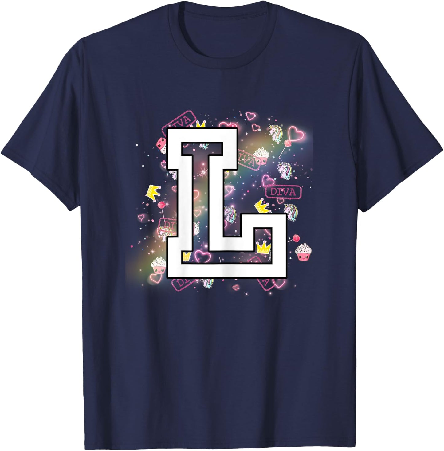 Kids Letter L Clothing For a Girl Who's Name Starts With L T-Shirt - T-Shirt | Navy