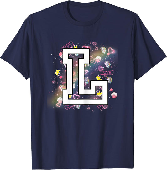 Kids Letter L Clothing For a Girl Who's Name Starts With L T-Shirt - T-Shirt | Navy
