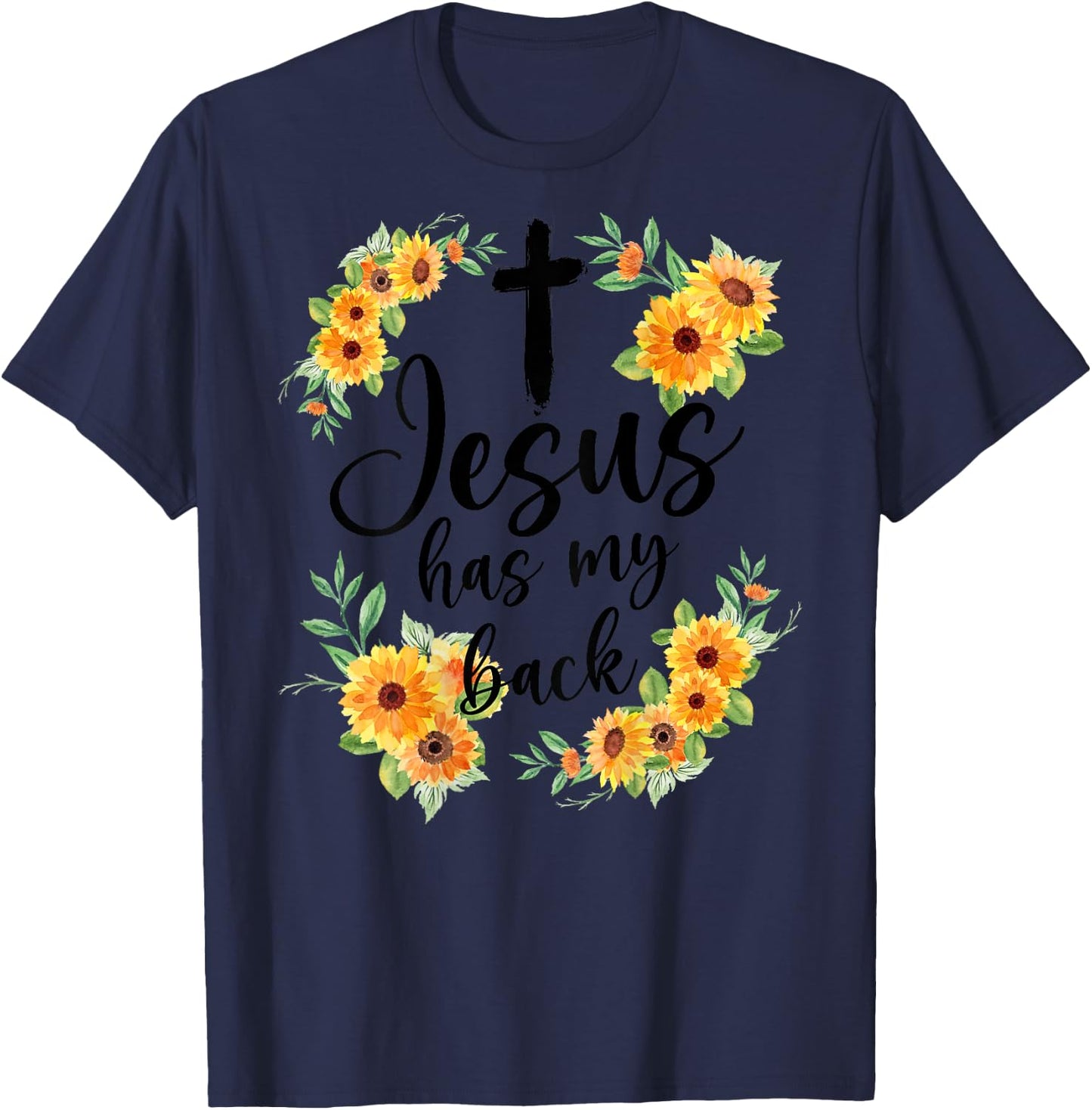 Jesus Has My Back (On Back) Women T-Shirt - T-Shirt | Navy