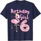 6th Birthday Girls Flamingo 6 Years Old Tropical Flamingo T-Shirt - T-Shirt | Navy