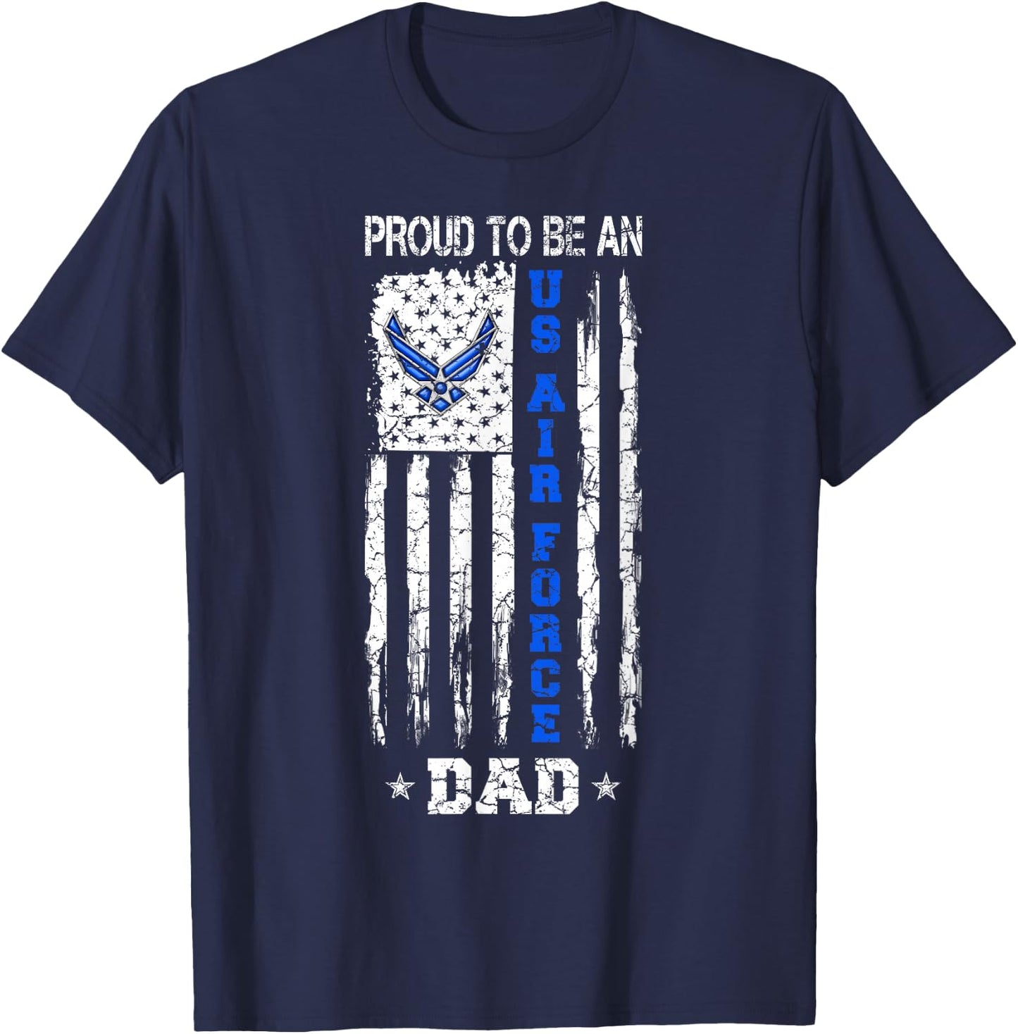 Vintage USA Flag Proud to Be an US Air Force Dad T-Shirt - T-Shirt | Navy