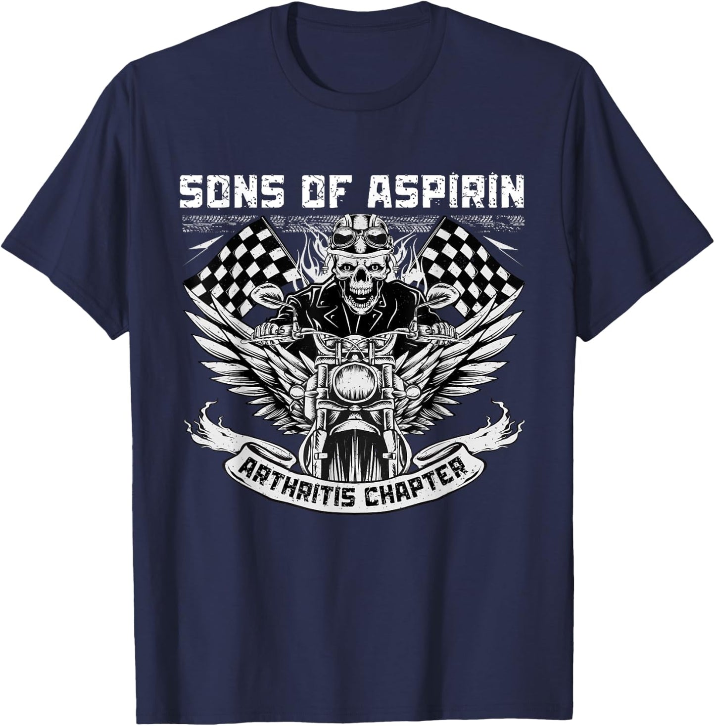 Sons Of Aspirin Arthritis Chapter Women Funny Biker T-Shirt - T-Shirt | Navy