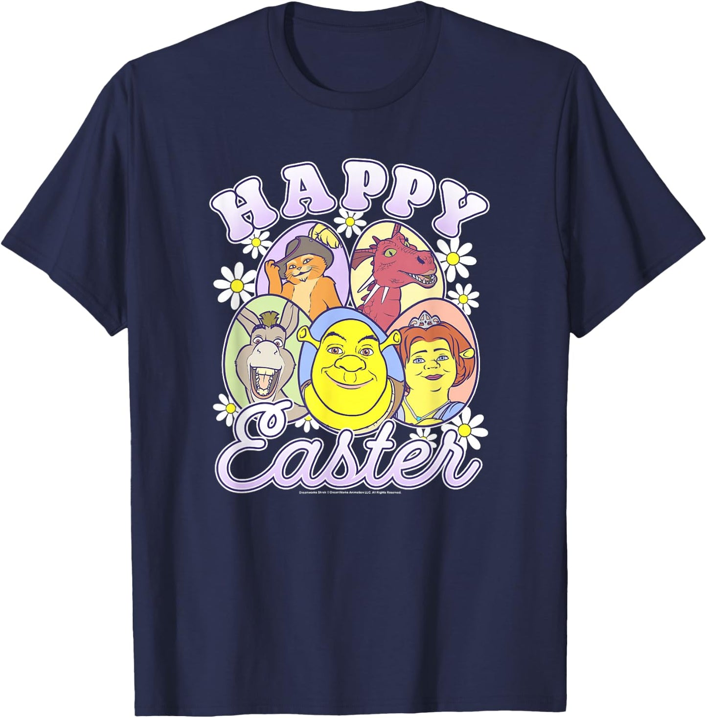 Shrek Happy Easter Group Egg Portraits T-Shirt - T-Shirt | Navy