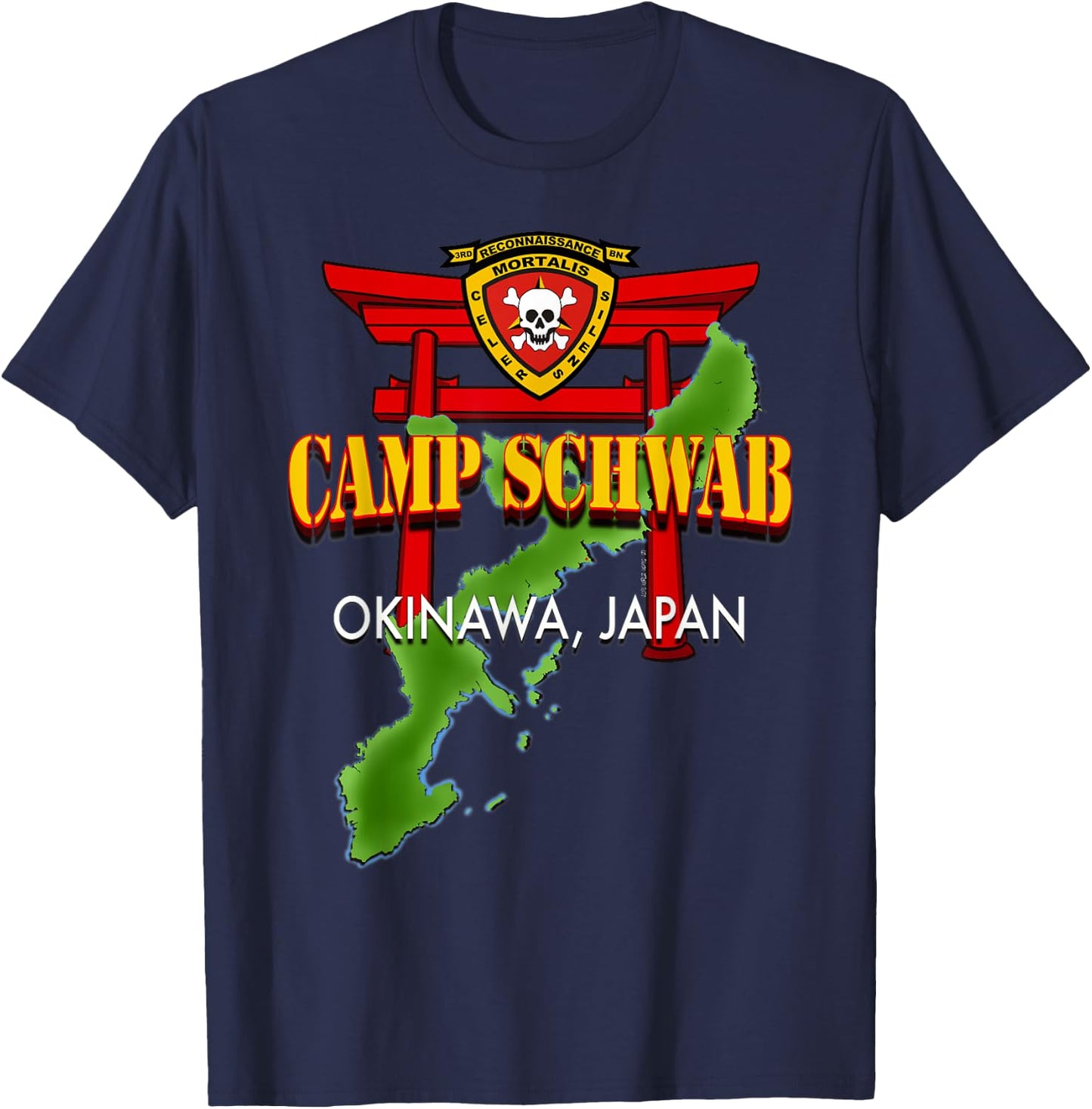 3D Reconnaissance Battalion Camp Schwab Okinawa T-Shirt - T-Shirt | Navy