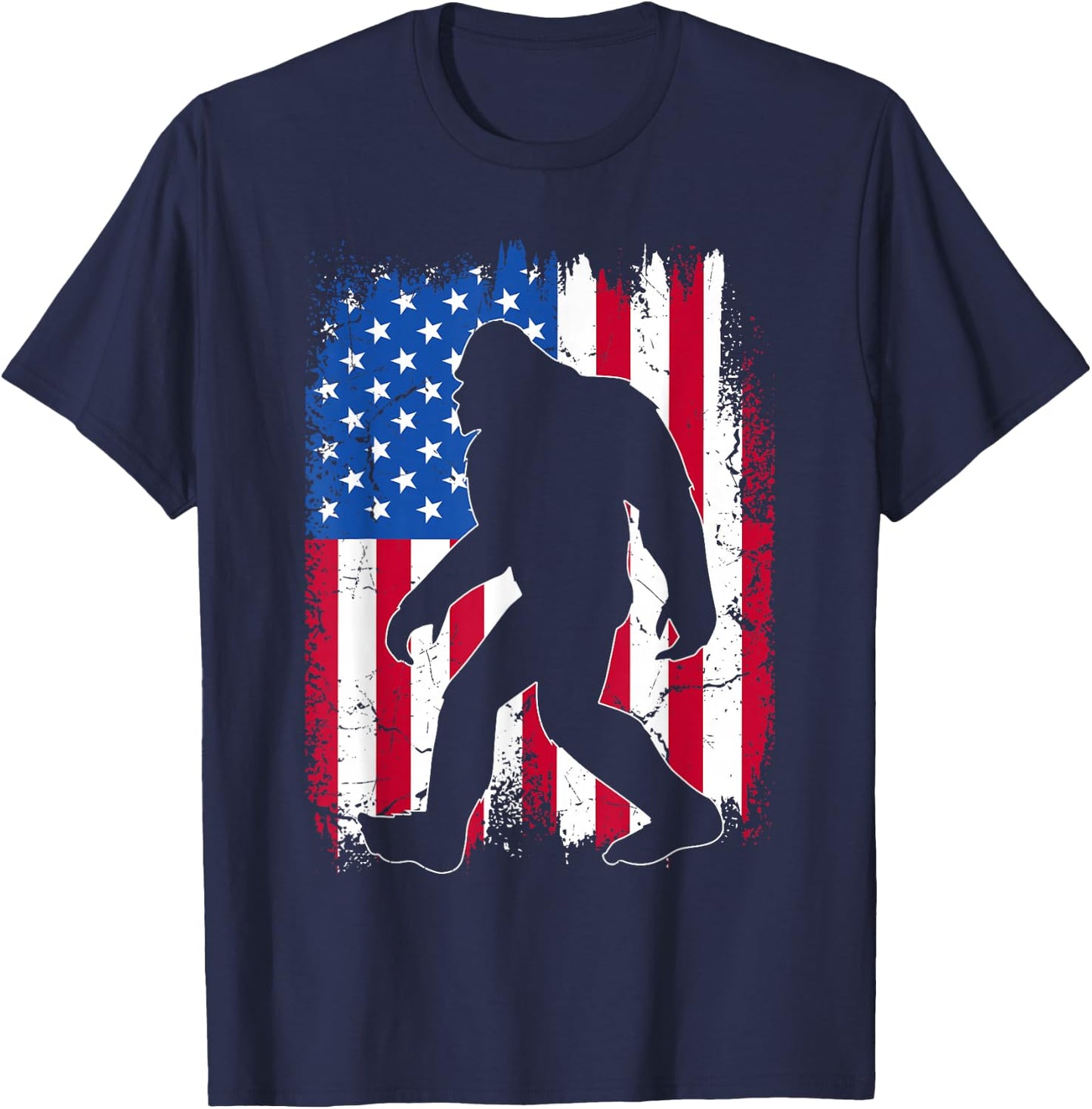 Bigfoot 4th Of July American USA Flag Patriotic Veterans Day T-Shirt - T-Shirt | Navy