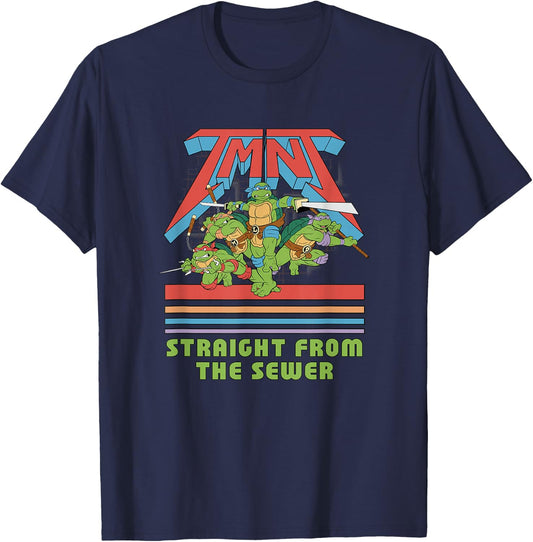 Teenage Mutant Ninja Turtles Straight From The Sewer Retro T-Shirt - T-Shirt | Navy