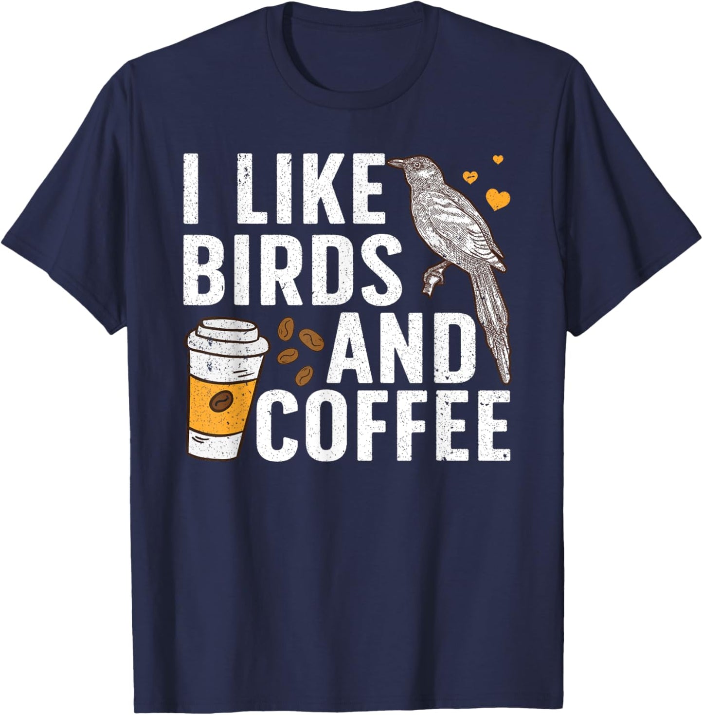 Funny Birds Coffee Design Women Bird Lover Coffee T-Shirt - T-Shirt | Navy