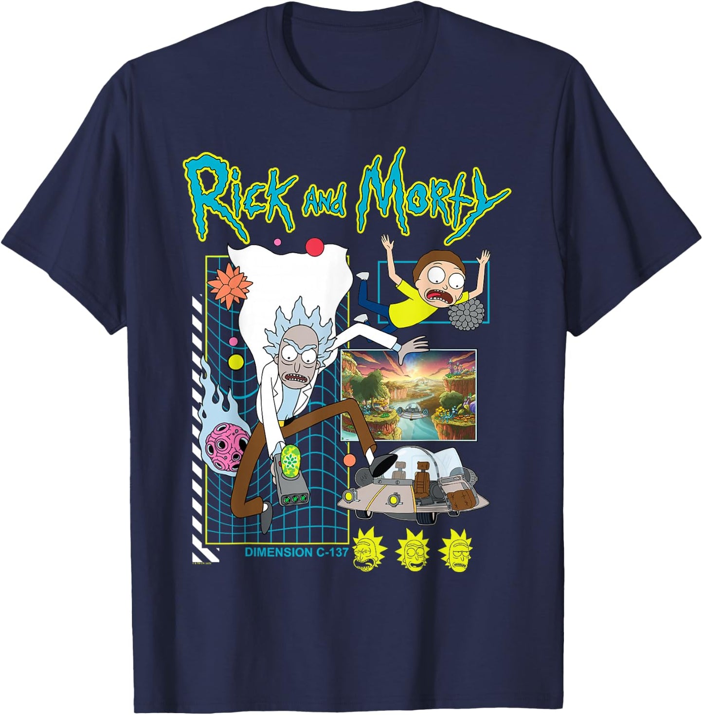 Rick and Morty Scene Adult Cartoon Fashion T-Shirt - T-Shirt | Navy