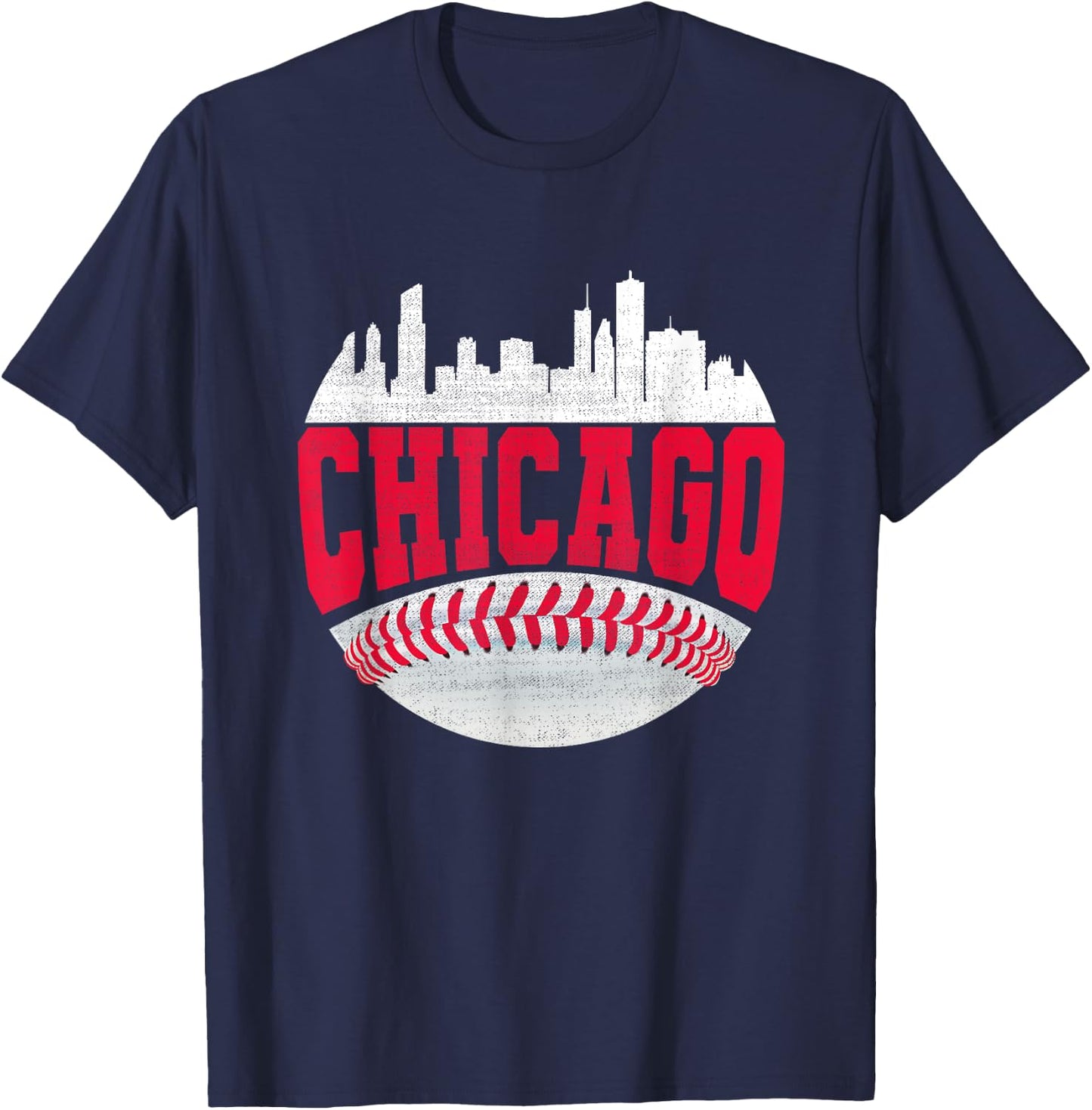 Funny Chicago Vintage Baseball Lover Player Graphic T-Shirt - T-Shirt | Navy