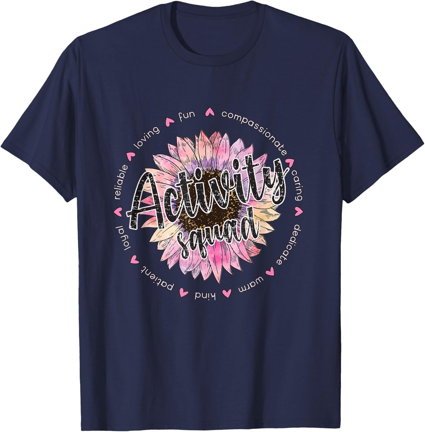 Activity Director Appreciation Activity Coordinator Flower T-Shirt - T-Shirt | Navy
