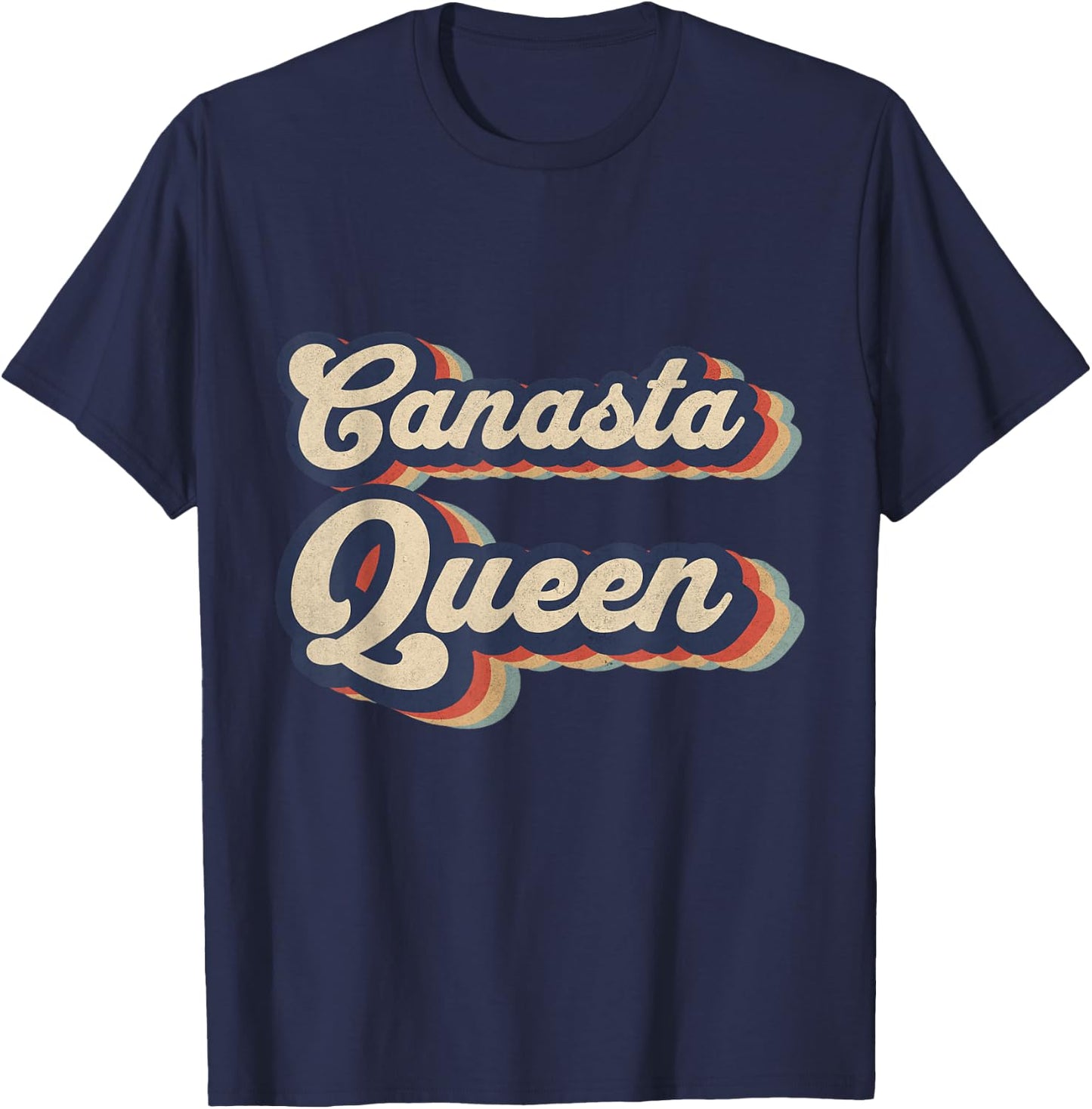 Funny Canasta Card Games Outfits Canasta Queen Vintage Designs Funny Canasta Card Game T-Shirt - T-Shirt | Navy
