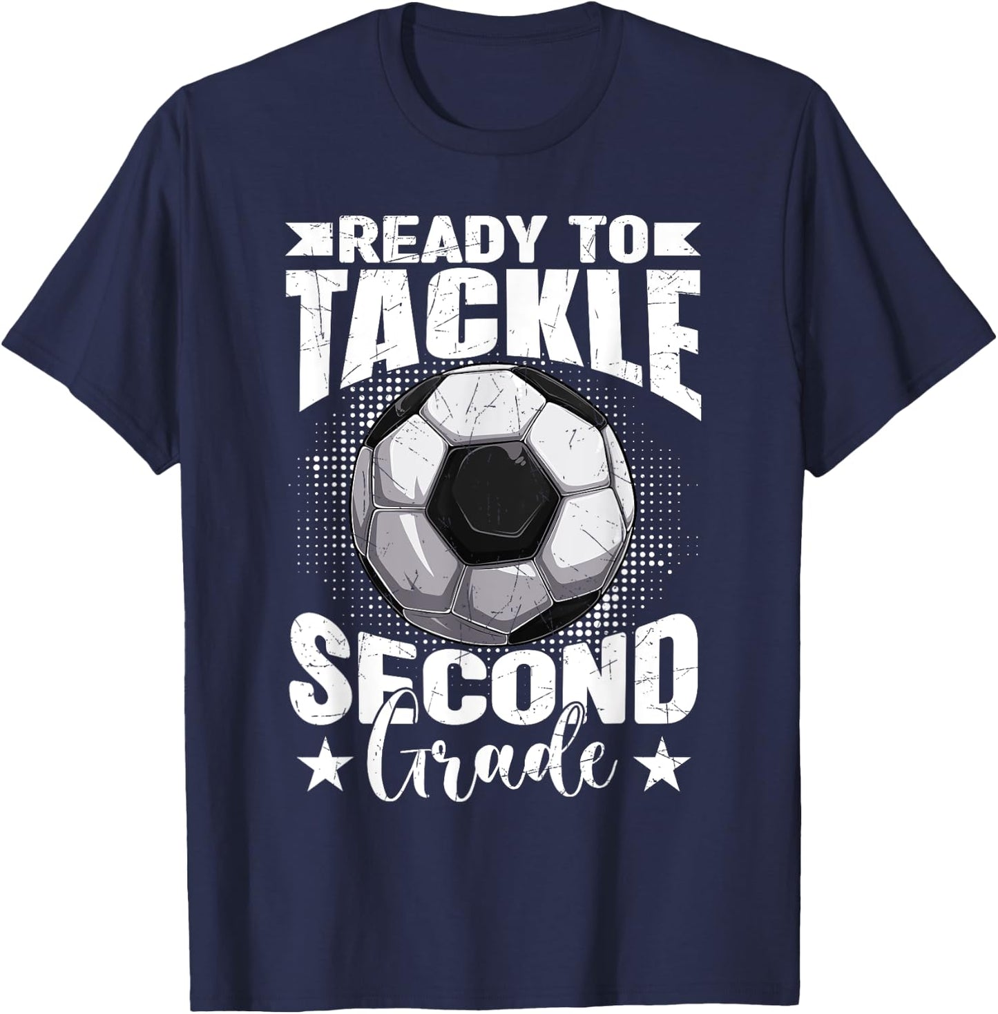 Ready To Tackle Second Grade Soccer Ball Back To School Boys T-Shirt - T-Shirt | Navy