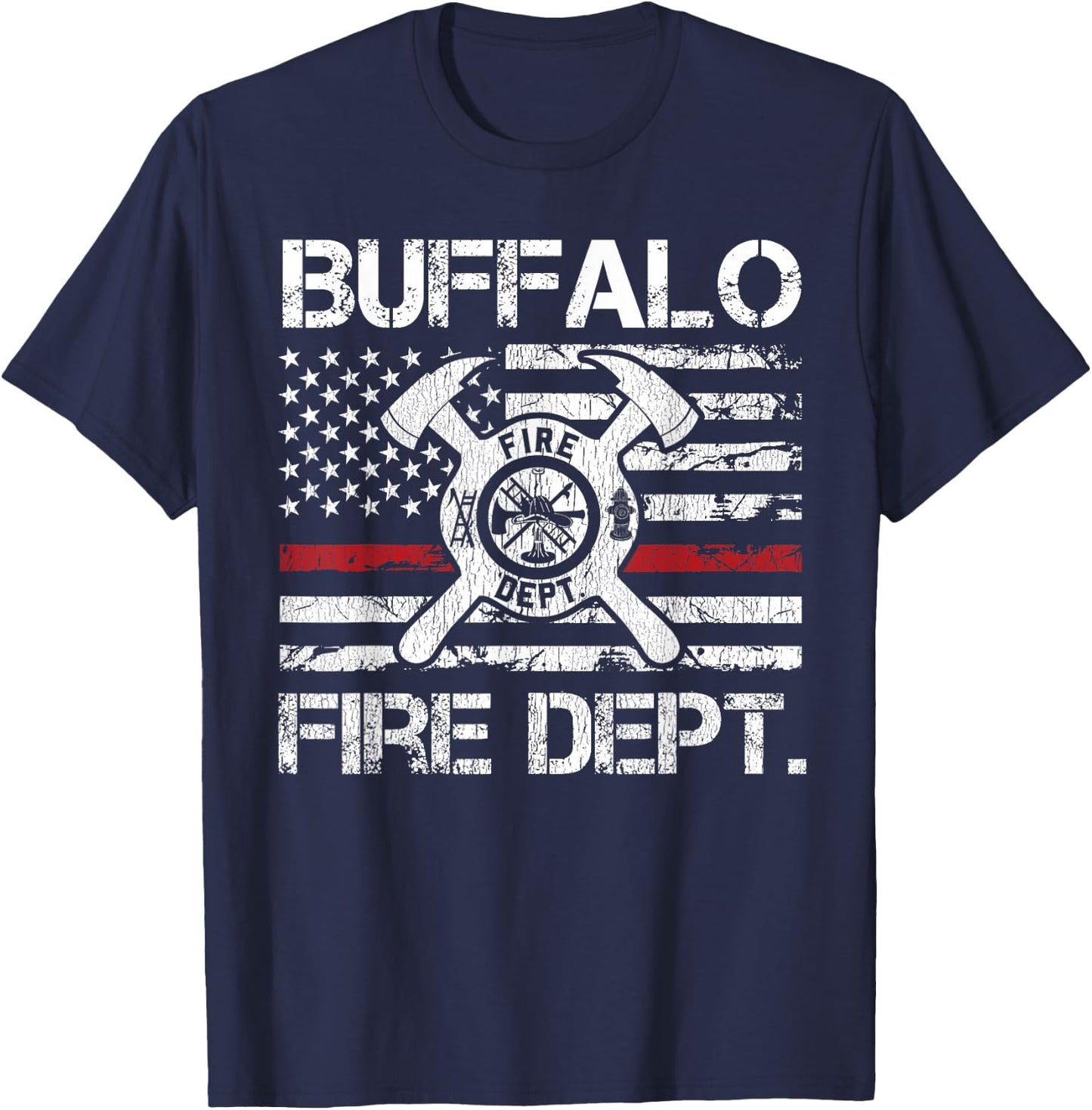Buffalo New York Fire Department Thin Red Line Logo T-Shirt - T-Shirt | Navy