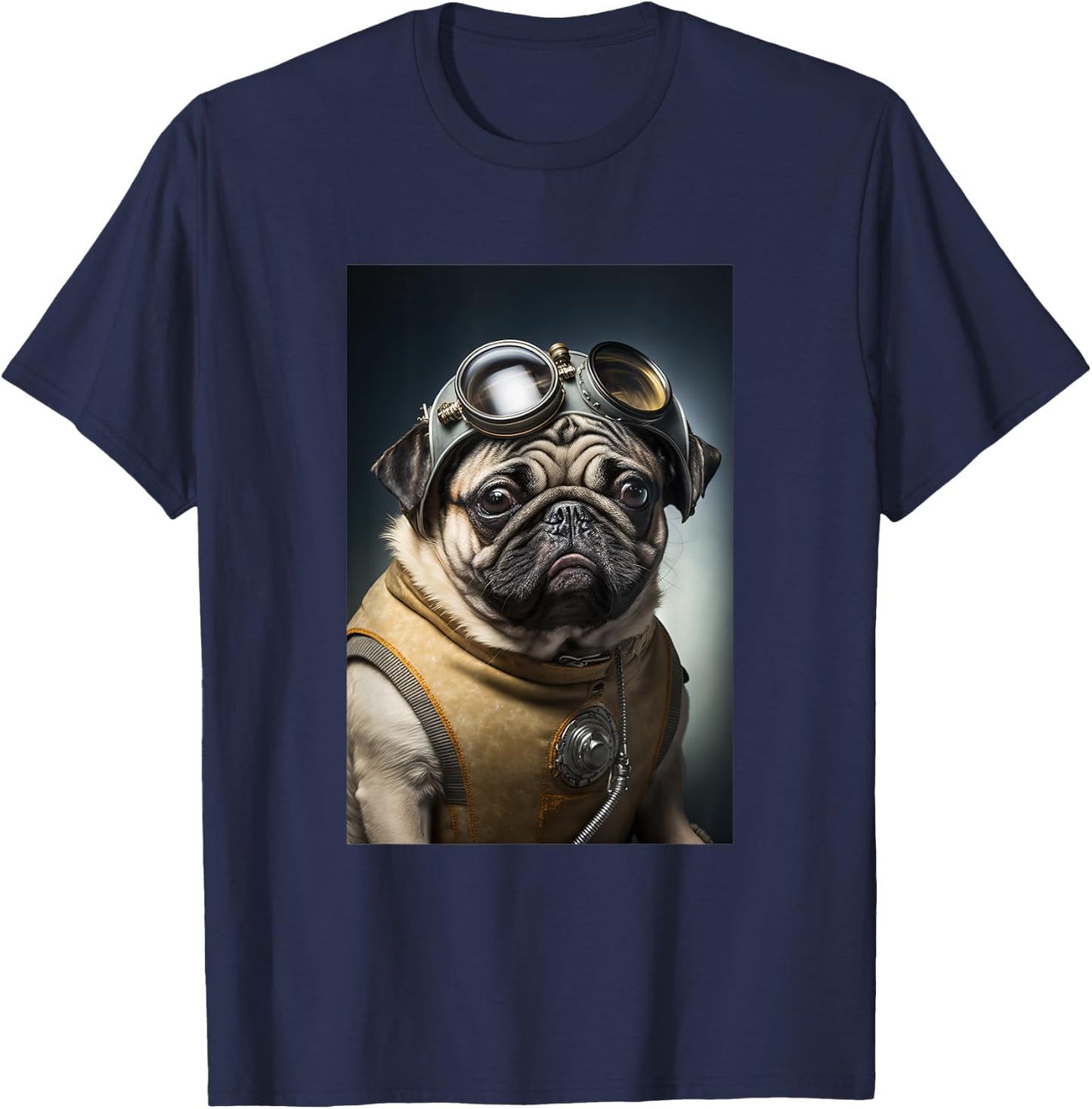 Space Smart Dog Kawaii Cute Pug PD Men Women Kids T-Shirt - T-Shirt | Navy
