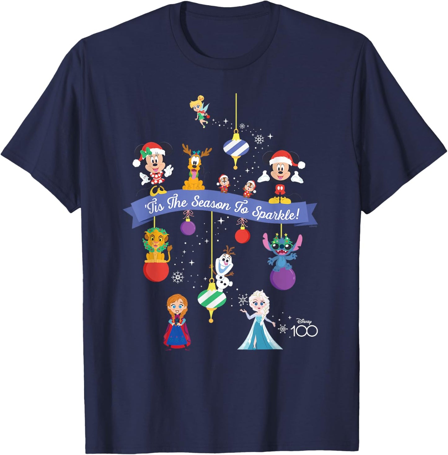 Disney 100 Christmas Holiday ‘Tis the Season to Sparkle! T-Shirt - T-Shirt | Navy