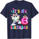 Kids 6th Birthday Cat Unicorn 6 Years Old Rainbow Girl Teens T-Shirt - T-Shirt | Navy