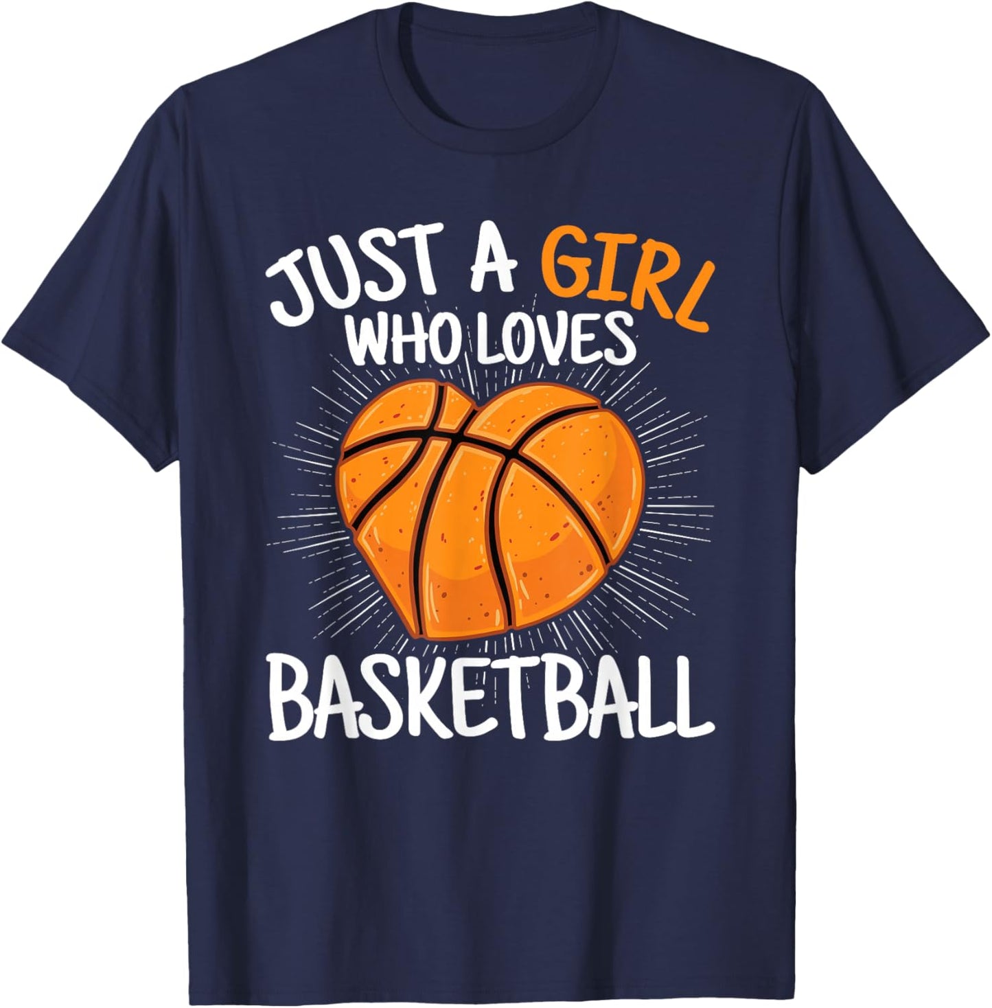 Just A Girl Who Loves Basketball Girls Kids T-Shirt - T-Shirt | Navy