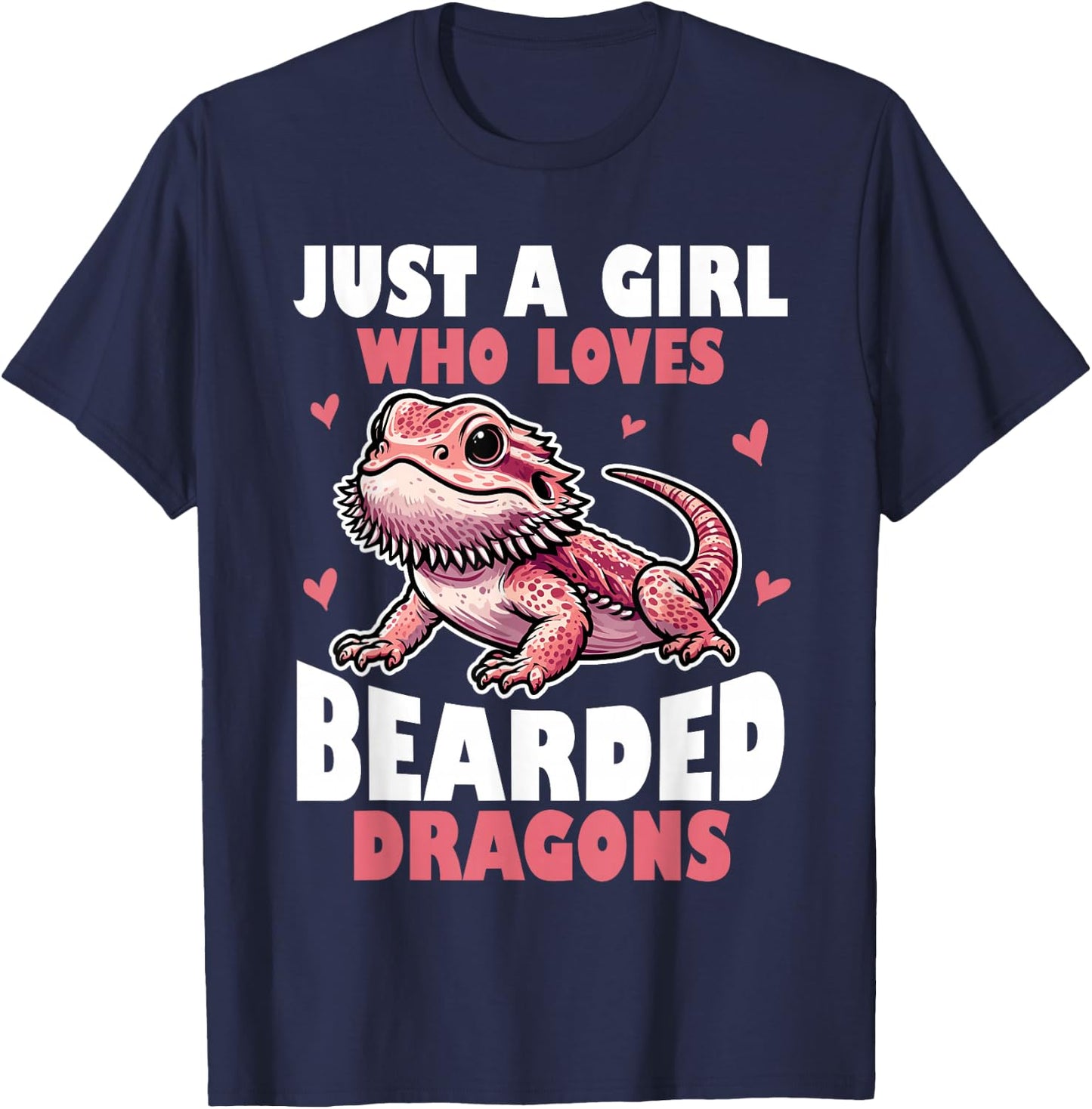 Funny Just a Girl Who Loves Bearded Dragons Reptile Lover T-Shirt - T-Shirt | Navy