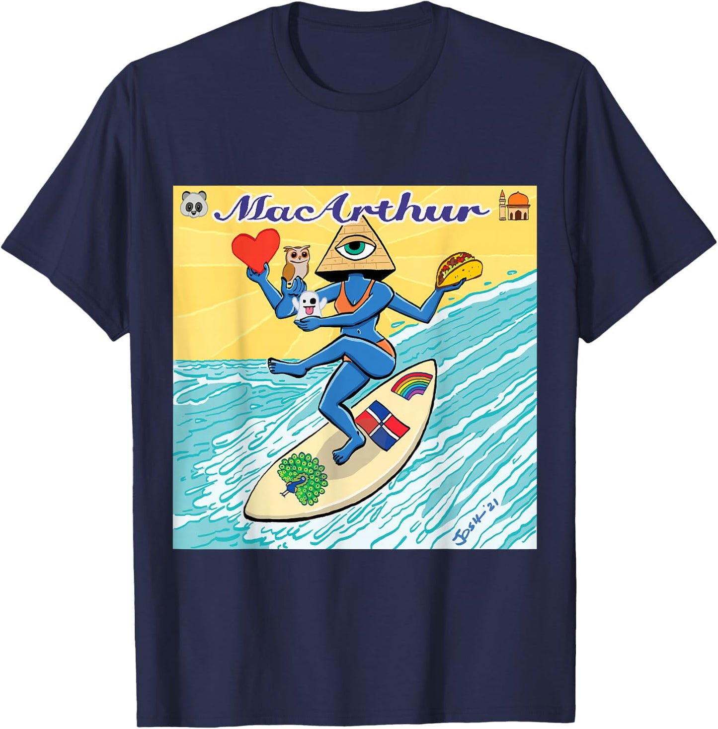 MacArthur - Surfing Pyramid Text Goddess T-Shirt - T-Shirt | Navy