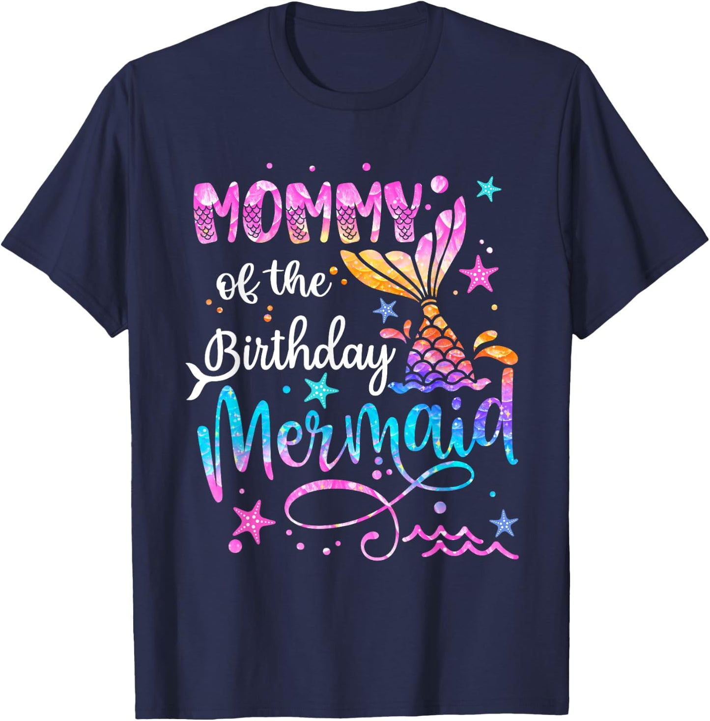 Mommy Of The Birthday Mermaid Matching Family 1st Birthday T-Shirt - T-Shirt | Navy