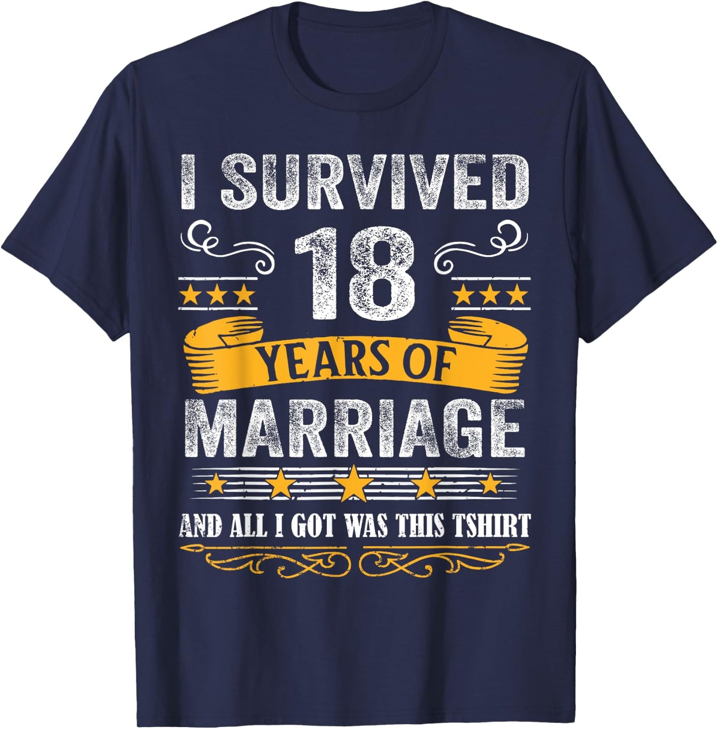 18th Wedding Anniversary shirt Couples Husband Wife 18 Years T-Shirt - T-Shirt | Navy