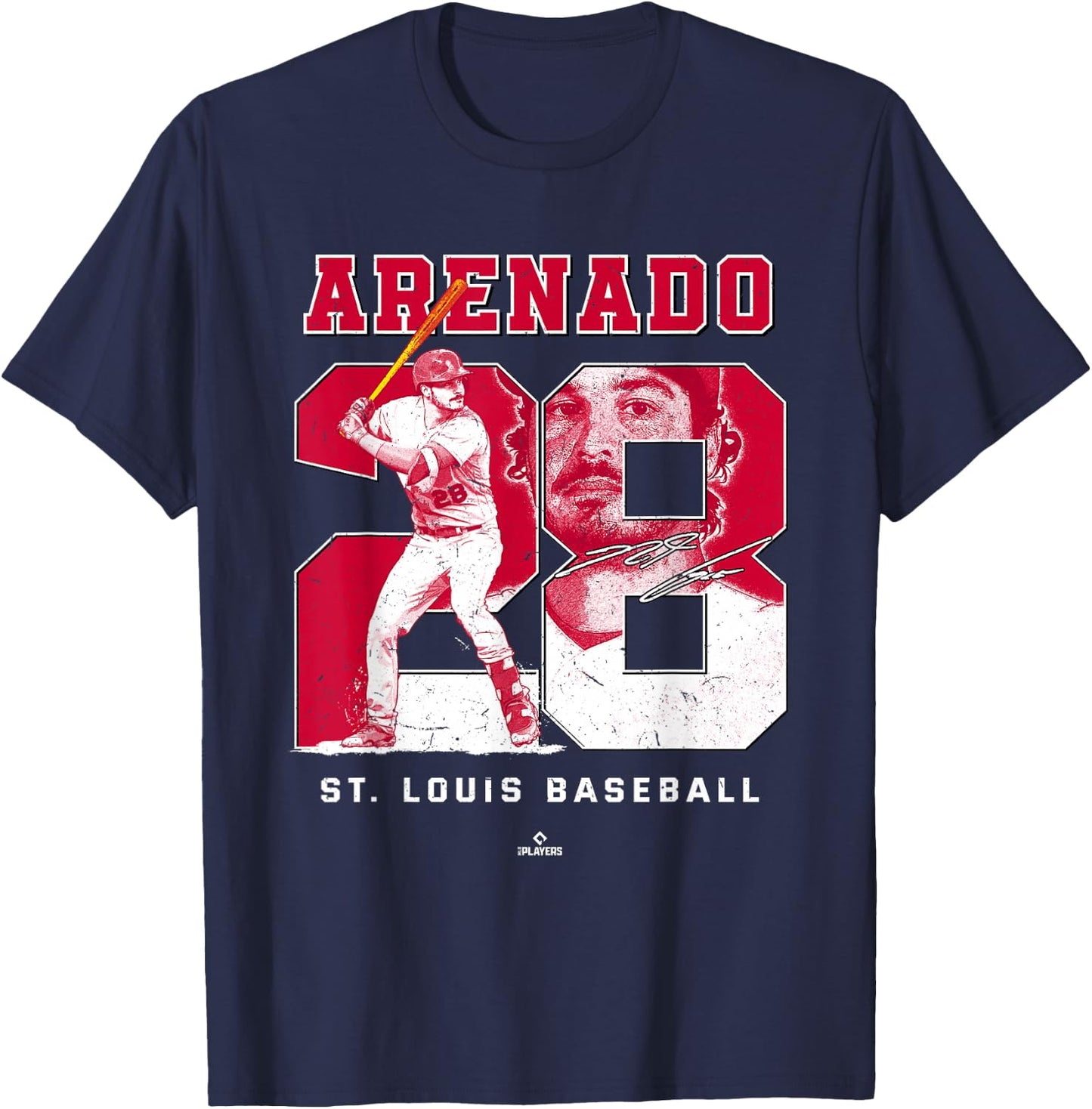 BallPark MVP -Adults Black Cotton Short Sleeve - Number and Portrait Nolan Arenado St Louis MLBPA - Small T-Shirt - T-Shirt | Navy